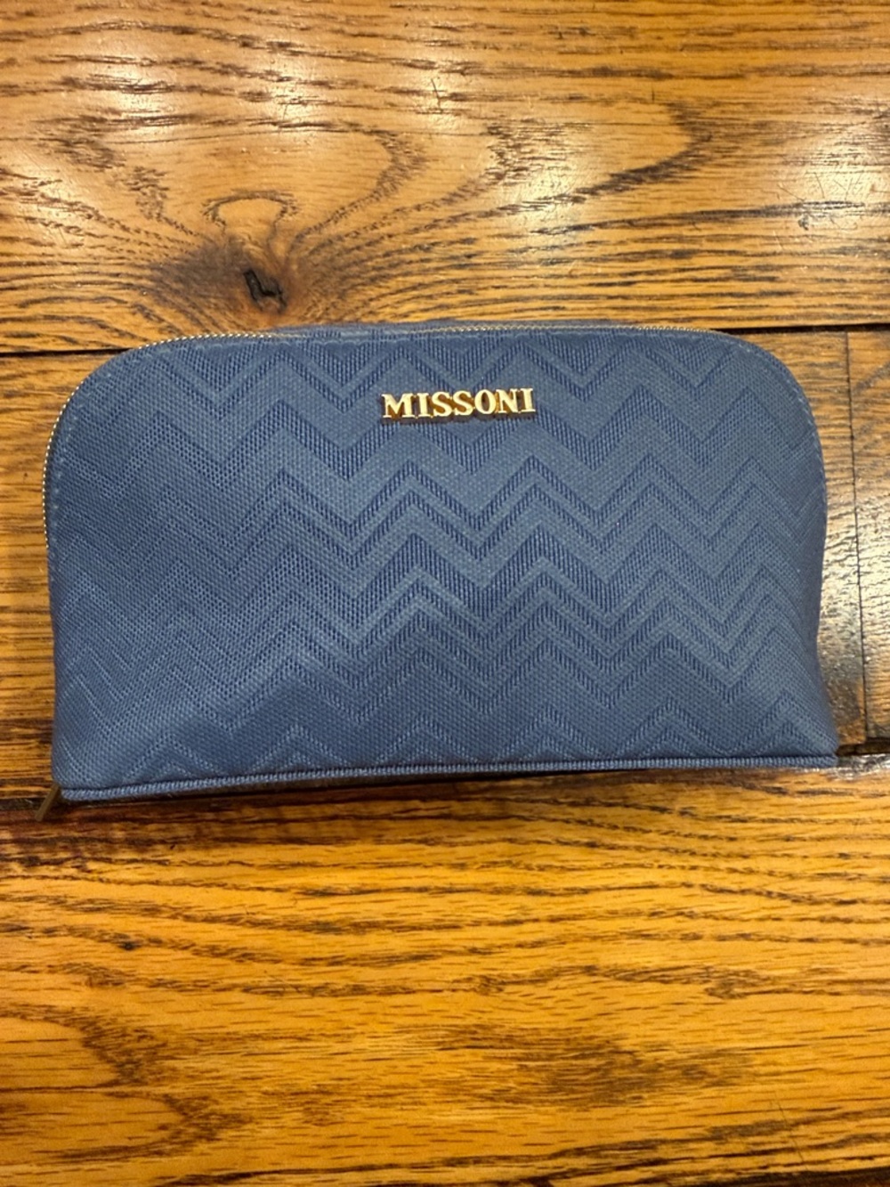 Missoni for Delta  Blue Chevron Zippered Toiletries Case with Gold Logo